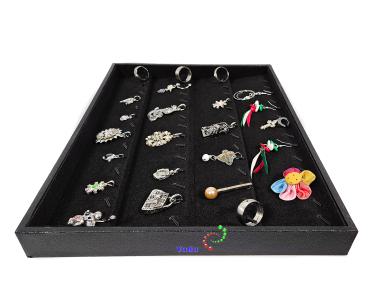 Vorlagebrett Schmuckkasten Schmucklade Schaukasten für 56 St.Anhänger Piercring Ring schwarz